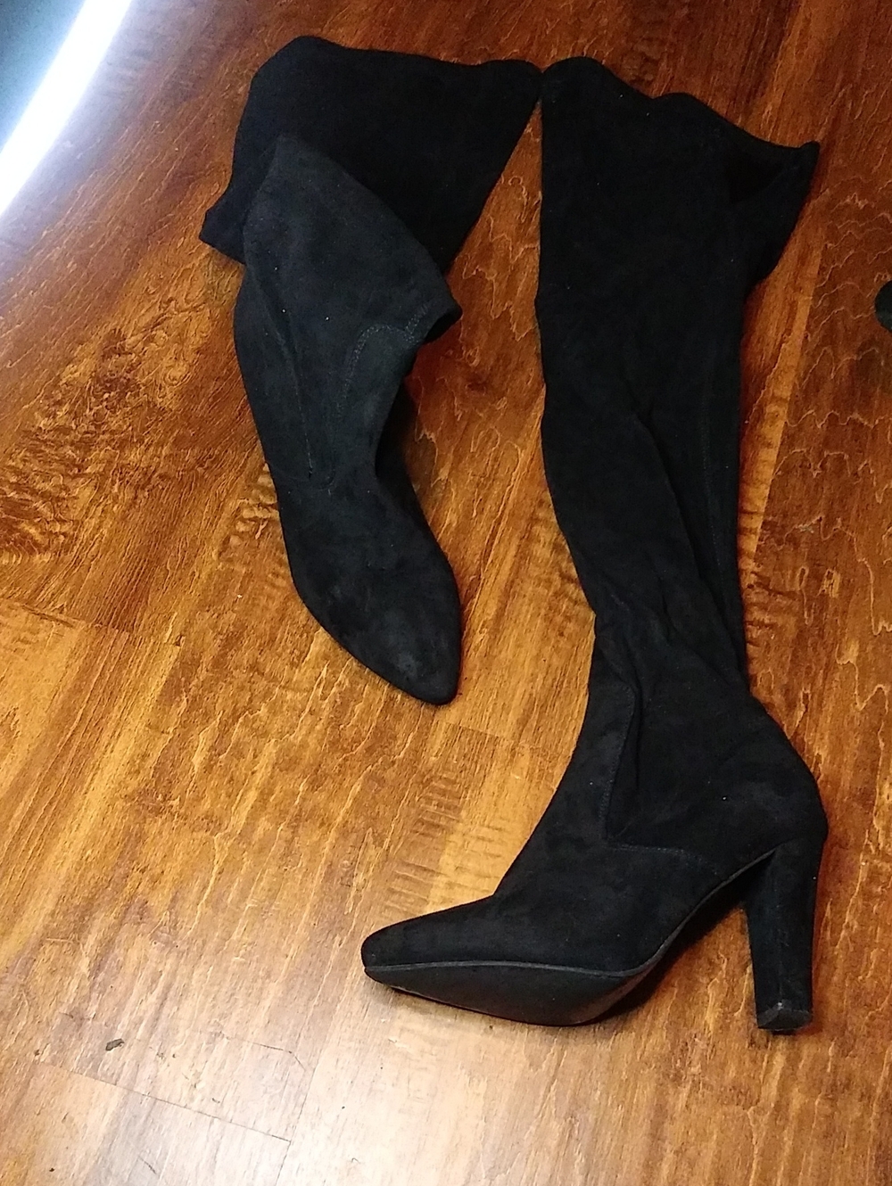 Black Suede Over-the-Knee Women's Heeled Boots